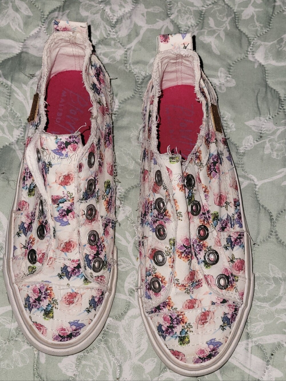 Blowfish White Floral Slip-On Sneakers